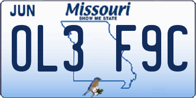 MO license plate OL3F9C