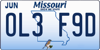 MO license plate OL3F9D