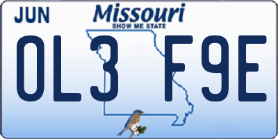 MO license plate OL3F9E
