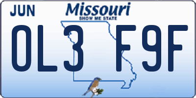 MO license plate OL3F9F