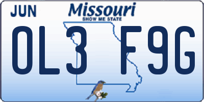 MO license plate OL3F9G