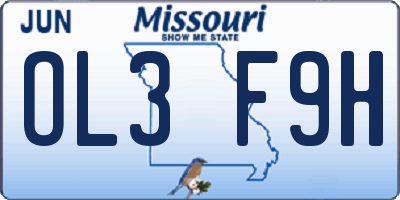 MO license plate OL3F9H