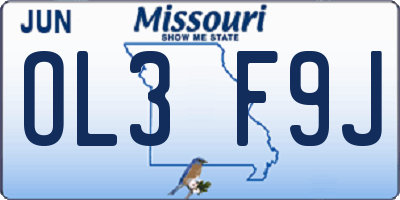 MO license plate OL3F9J