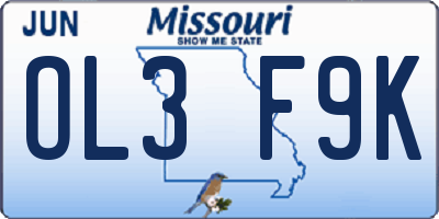 MO license plate OL3F9K