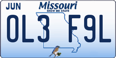 MO license plate OL3F9L