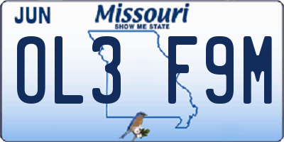 MO license plate OL3F9M