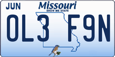 MO license plate OL3F9N