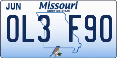 MO license plate OL3F9O