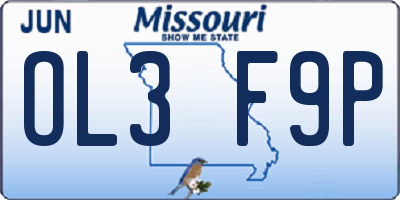 MO license plate OL3F9P