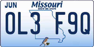 MO license plate OL3F9Q
