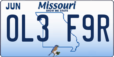 MO license plate OL3F9R