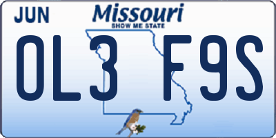 MO license plate OL3F9S