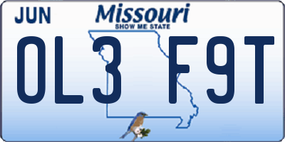 MO license plate OL3F9T
