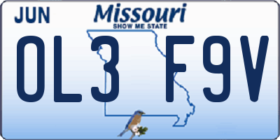 MO license plate OL3F9V