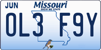 MO license plate OL3F9Y