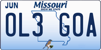MO license plate OL3G0A
