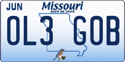 MO license plate OL3G0B