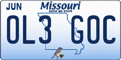 MO license plate OL3G0C