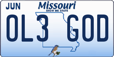MO license plate OL3G0D