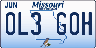 MO license plate OL3G0H