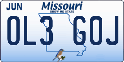 MO license plate OL3G0J