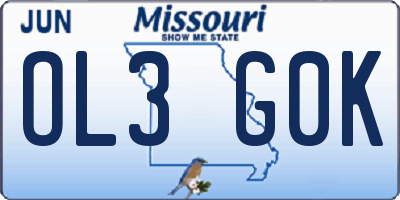 MO license plate OL3G0K
