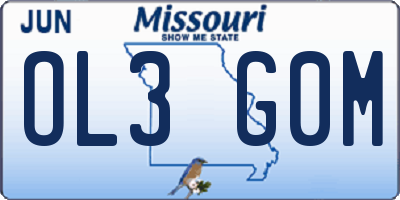 MO license plate OL3G0M