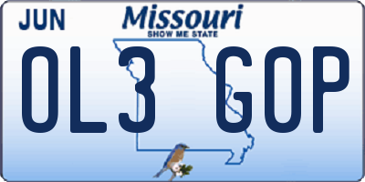 MO license plate OL3G0P