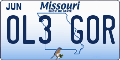 MO license plate OL3G0R