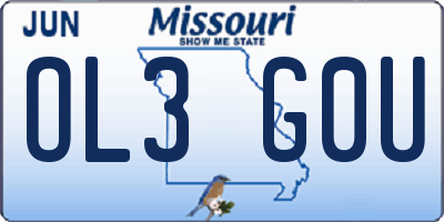 MO license plate OL3G0U