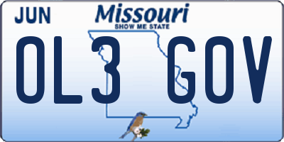 MO license plate OL3G0V