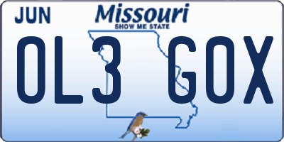 MO license plate OL3G0X