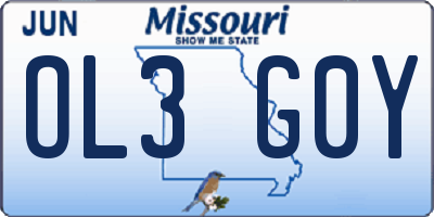 MO license plate OL3G0Y