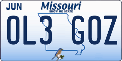 MO license plate OL3G0Z