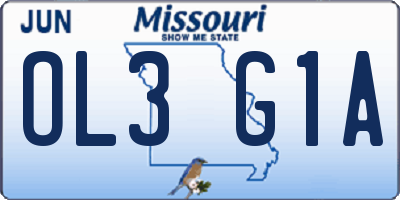 MO license plate OL3G1A
