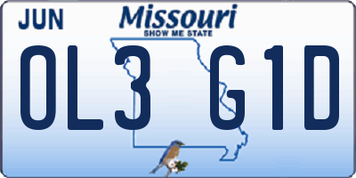 MO license plate OL3G1D