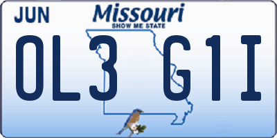 MO license plate OL3G1I