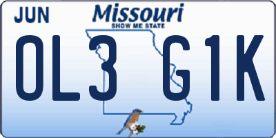 MO license plate OL3G1K