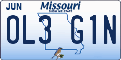 MO license plate OL3G1N