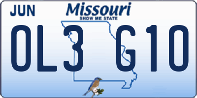 MO license plate OL3G1O