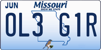 MO license plate OL3G1R