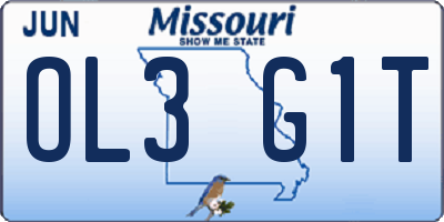 MO license plate OL3G1T