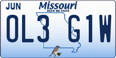 MO license plate OL3G1W