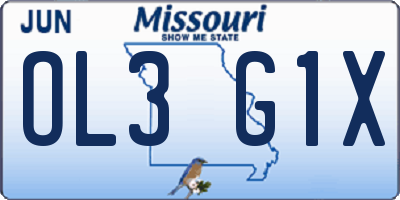 MO license plate OL3G1X