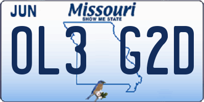 MO license plate OL3G2D