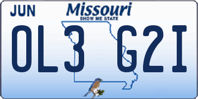 MO license plate OL3G2I