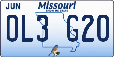 MO license plate OL3G2O