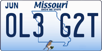 MO license plate OL3G2T