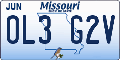 MO license plate OL3G2V