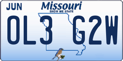 MO license plate OL3G2W